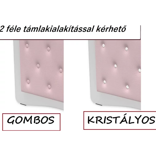 Gyerekágy ágyneműtartóval és leesésgátlóval - kárpitos Lili 80x160 cm - púder rózsaszín