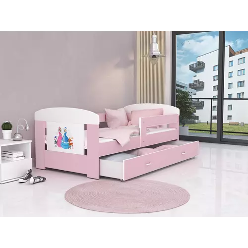 Leesésgátlós gyerekágy ágyráccsal - Filip Color - 80x180 cm - rózsaszín