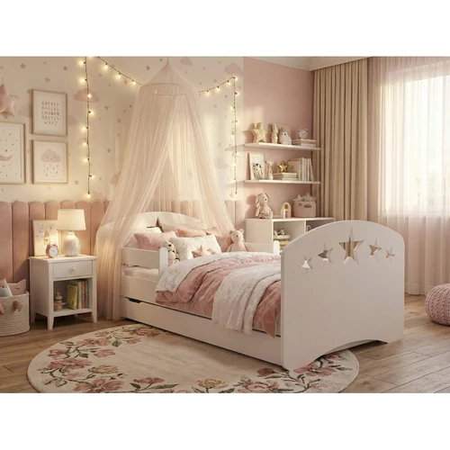Ágyneműtartós gyerekágy matraccal - Happy Design 70x140 cm - Csillagok