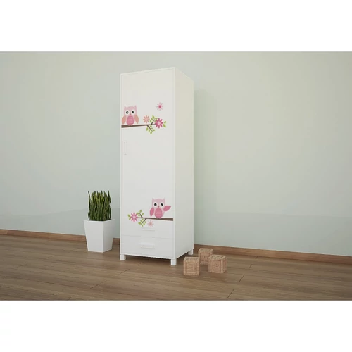 Gardróbszekrény gyerekszobákba SZ04 - rózsaszín baglyos
