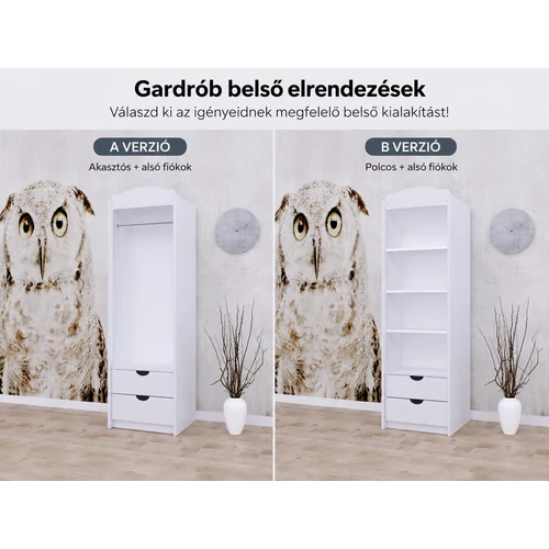 Classic gardrób gyerekszobába - SZ04 - fehér