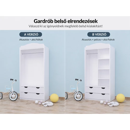Classic gardrób gyerekszobába - SZ06 - fehér