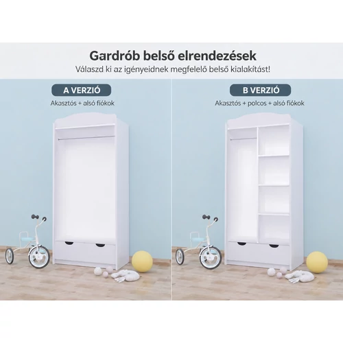 Classic gardrób gyerekszobába - SZ08 - fehér