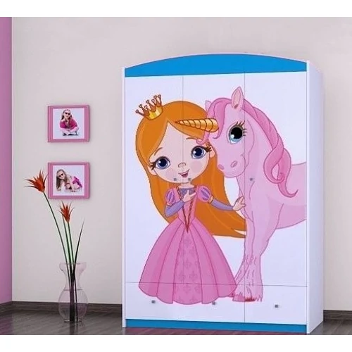 Happy gardrób gyerekszobába - SZ11A - hercegnő és egyszarvú