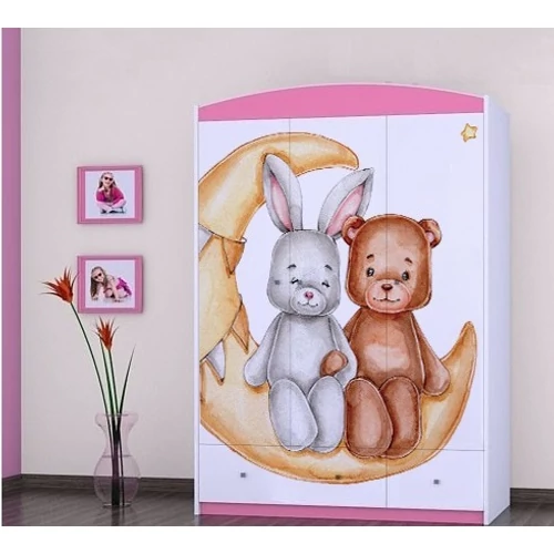 Happy gardrób gyerekszobába - SZ11A - nyuszi és maci a holdon