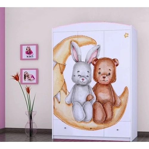Happy gardrób gyerekszobába - SZ11A - nyuszi és maci a holdon