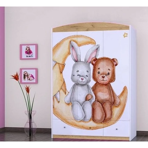 Gardróbszekrény gyerekszobákba - nyuszi és maci a holdon