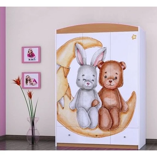 Happy gardrób gyerekszobába - SZ11A - nyuszi és maci a holdon
