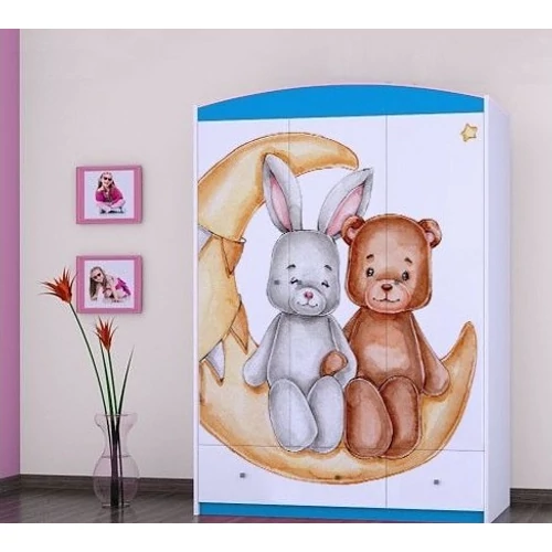 Happy gardrób gyerekszobába - SZ11A - nyuszi és maci a holdon
