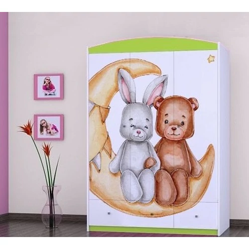 Happy gardrób gyerekszobába - SZ11A - nyuszi és maci a holdon