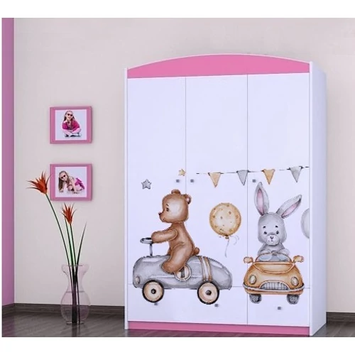 Happy gardrób gyerekszobába - SZ11A - nyuszi és maci autózik