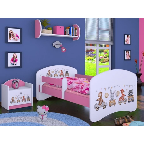 Leesésgátlós gyerekágy szivacs matraccal - Happy-L 90x190 cm - Állatok és autók