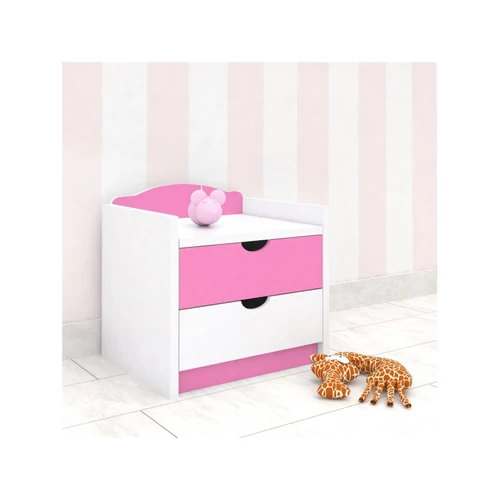 Animals éjjeliszekrény gyerekszobába - fehér-pink