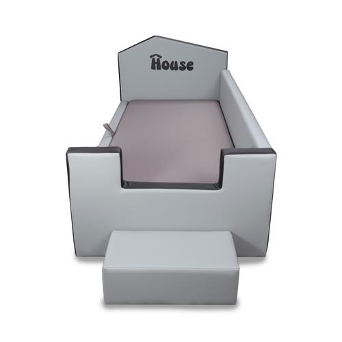 Prémium gyerekágy - House - 03 - fellépő zsámollyal + plusz oldalelemmel