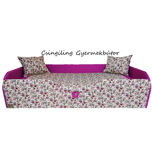 "AKCIÓS" KÁRPITOS leesésgátlós gyerekágy - 63x150 cm-es fekvőfelülettel: Orchidea - mustár alapon baglyos