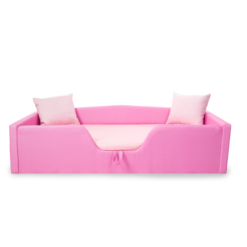 Maxi leesésgátlós kárpitos gyerekágy ágyneműtartóval - pink-rózsaszín