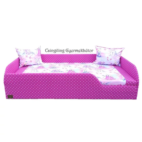 Sunshine leesésgátlós kárpitos gyerekágy: pink pöttyös királylányos 10