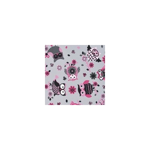 Ágytakaró gyerekágyra - gumipánttal rögzíthető - 80x140 cm - szürke rózsaszín baglyos