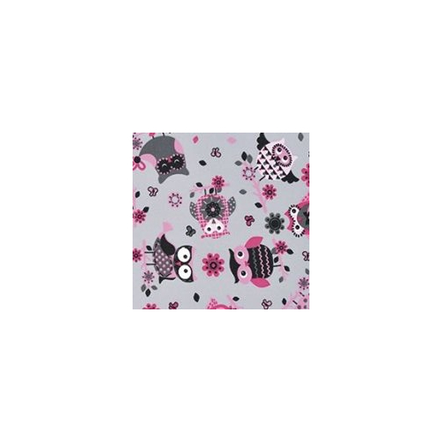 Ágytakaró gyerekágyra - gumipánttal rögzíthető - 70x140 cm - szürke rózsaszín baglyos
