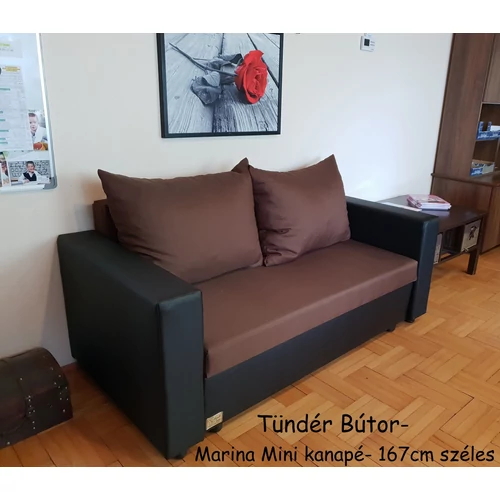 Marina MINI kanapé: Fekete eco bőr- wextra csoki