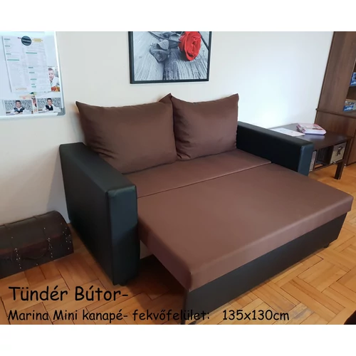 Marina MINI kanapé: Fekete eco bőr- wextra csoki