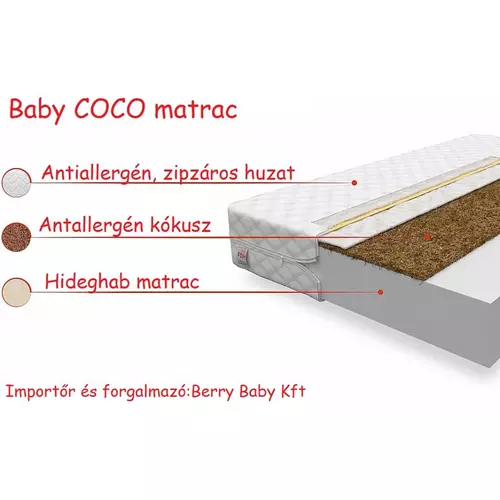 Baby COCO Hideghab matrac antiallergén kókuszréteggel, 7cm vastag - 90x200 cm-es 2