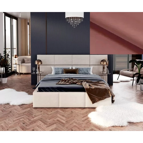 Kárpitozott franciaágy keret - DENVER - lazac Paris szövettel