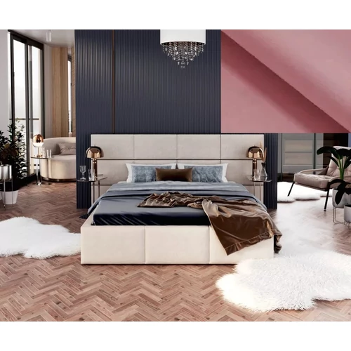 Kárpitozott franciaágy keret - DENVER - pink Paris szövettel