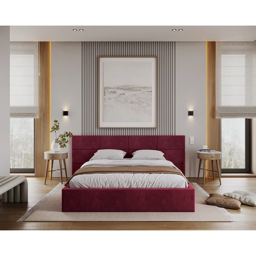 Kárpitozott franciaágy keret - DENVER - vörösbor Paris szövettel