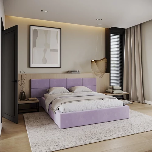 Kárpitozott franciaágy keret - DENVER - ibolya Paris