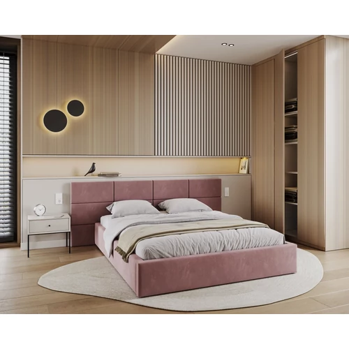 Kárpitozott franciaágy keret - DENVER - lazac Paris