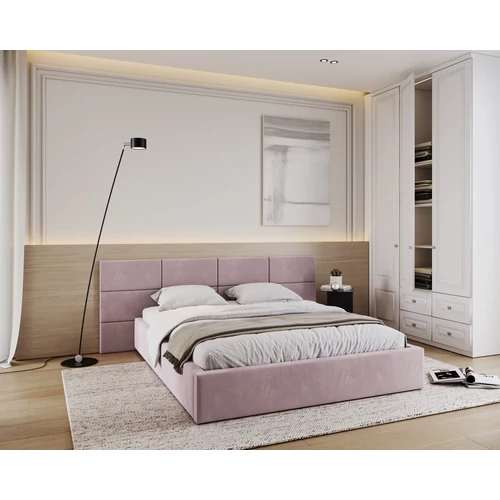 Kárpitozott franciaágy keret - DENVER - pink Paris