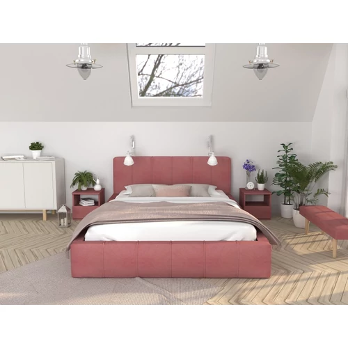 Kárpitozott franciaágy keret - FLORIDA - lazac Paris szövettel