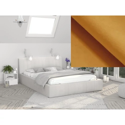 Kárpitozott franciaágy keret - FLORIDA - mustár Paris szövettel