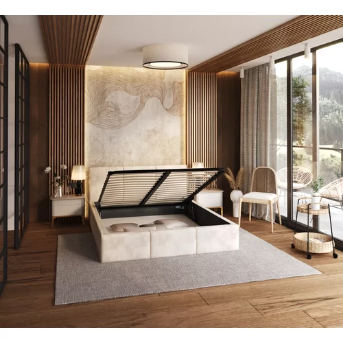 Kárpitozott franciaágy keret - FRESIA - krém Paris