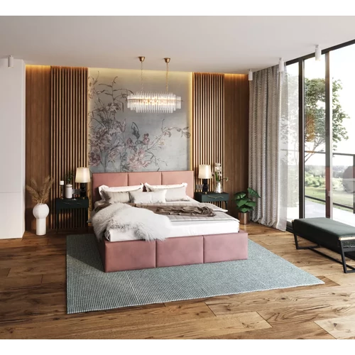 Kárpitozott franciaágy keret - FRESIA - lazac Paris