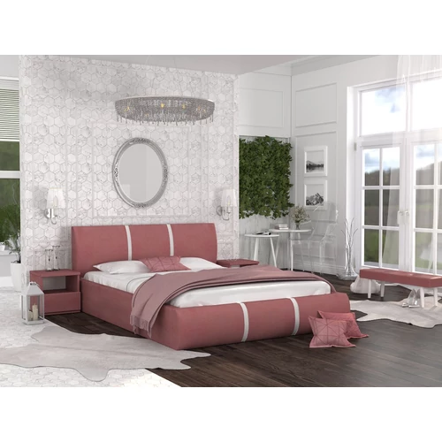 Kárpitozott franciaágy keret - FUSION - lazac Paris szövettel