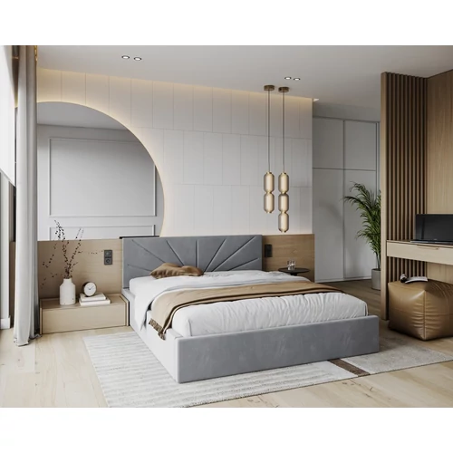Kárpitozott franciaágy keret - GEORGIA - acélszürke Paris