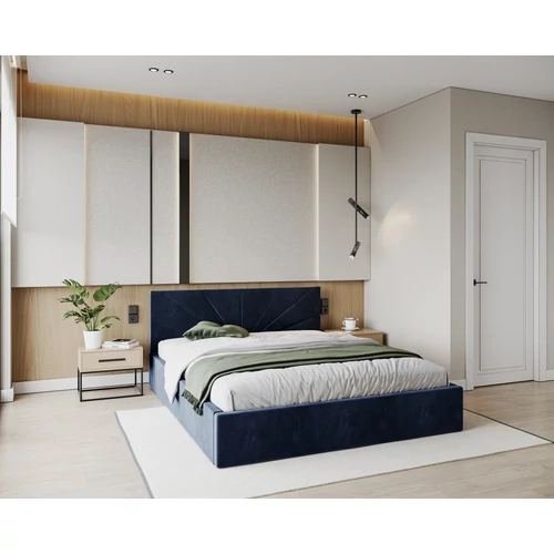 Kárpitozott franciaágy keret - GEORGIA - sötétkék Paris