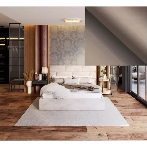 Kárpitozott franciaágy keret - PASADENA - Paris egér szürke szövettel