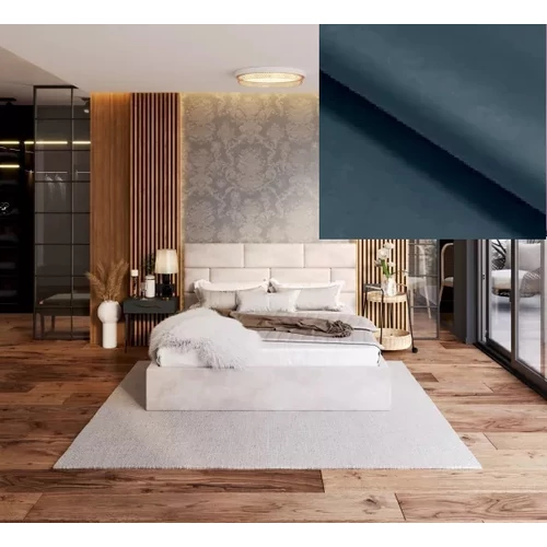 Kárpitozott franciaágy keret - PASADENA - Paris kék szövettel