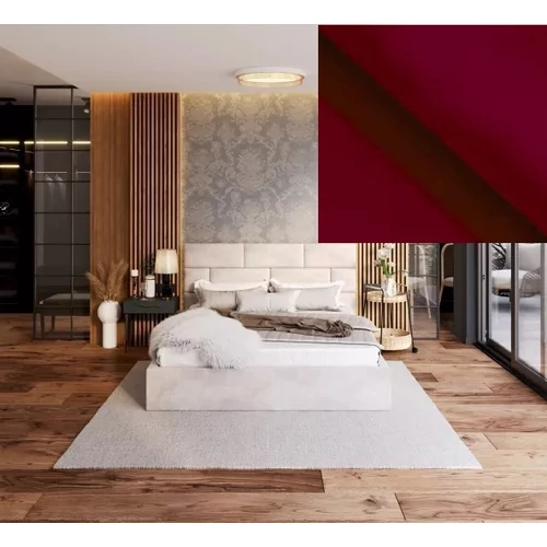Kárpitozott franciaágy keret - PASADENA - Paris vörösbor színű szövettel