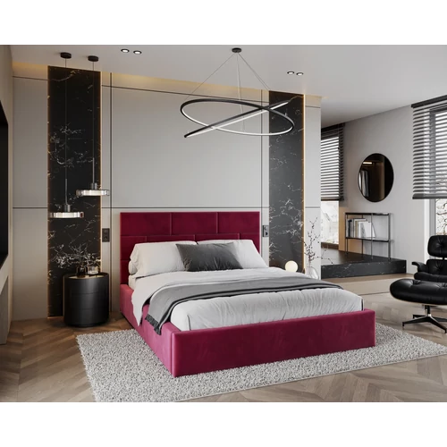 Kárpitozott franciaágy keret - PASADENA - vörösbor Paris