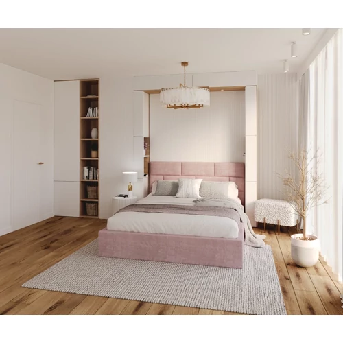 Kárpitozott franciaágy keret - PASADENA - púder rózsaszín