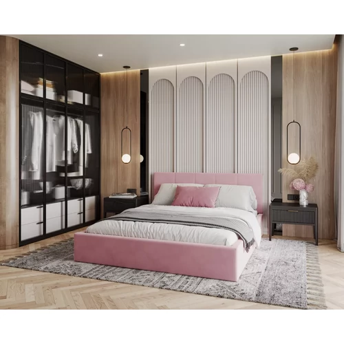 Kárpitozott franciaágy keret - RINO - pink Paris