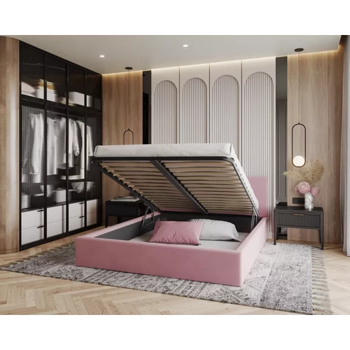 Kárpitozott franciaágy keret - RINO - pink Paris