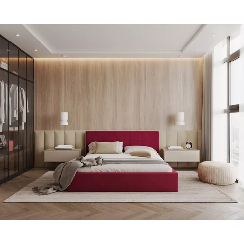 Kárpitozott franciaágy keret - RINO - vörösbor Paris szövettel