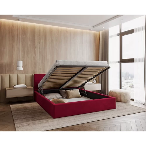 Kárpitozott franciaágy keret - RINO - vörösbor Paris