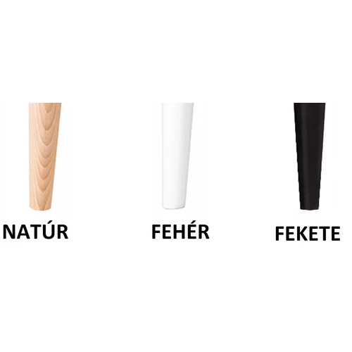 natúr, fehér és fekete lábakkal rendelhető meg a fotel