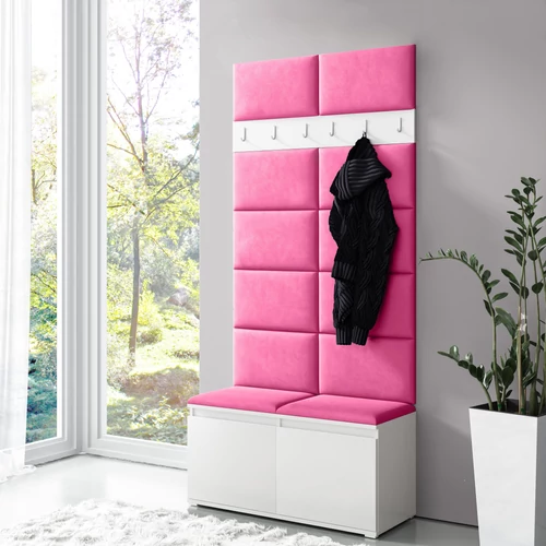 Emi előszoba fogas fehér cipőtartóval - pink